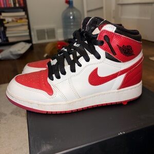Nike Red and White High-Top Sneakers